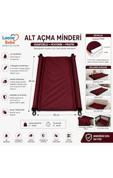 Bebek Alt Açma Minderi Bakım Örtüsü Silenebilir Kolay Kullanım 65 X40 Cm Bordo Bebek Alt Açma Minderi Bakım Örtüsü Silenebilir Kolay Kullanım 65 X40 Cm Bordo