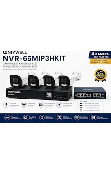 Uniywell Nvr-66mıp3hkıt 3 Mp Bullet Kameralı 4 Lü Ip Sesli Poe Güvenlik Seti Uniywell Nvr-66mıp3hkıt 3 Mp Bullet Kameralı 4 Lü Ip Sesli Poe Güvenlik Seti