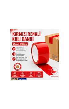 Kırmızı Koli Bandı 45mmx100m Renkli Koli Bantı Kırmızı Renk Hotmelt Yapışkanlı 5c196 1