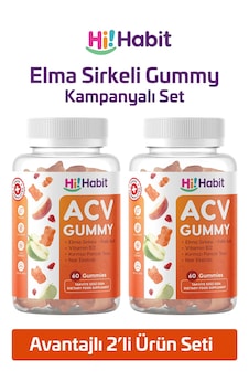 Hi Habit Elma Sirkesi Gummy B12 Folik Asit Takviyeli 2x60 Adet Hi Habit Elma Sirkesi Gummy B12 Folik Asit Takviyeli 2x60 Adet