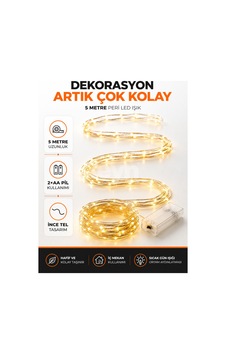 10 Metre Pilli Peri Led Işık Gün Işığı Dekoratif Tel Aydınlatma 3 Aa Kalem Pil İle Çalışan Oda Süsü Sarı 10 Metre Pilli Peri Led Işık Gün Işığı Dekoratif Tel Aydınlatma 3 Aa Kalem Pil İle Çalışan Oda Süsü Sarı