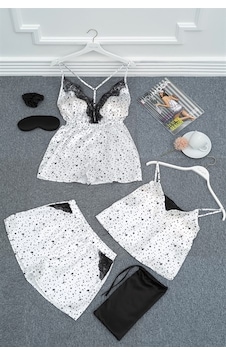 For You Moda 6 LI YILDIZ BASKILI TULUM ATLET ŞORT TAKIMI