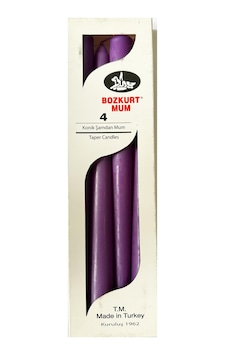 Bozkurt Konik Şamdan Mum Fener Mumu - Mor - 24 Cm. - 4 Adetlik Paket Bozkurt Konik Şamdan Mum Fener Mumu - Mor - 24 Cm. - 4 Adetlik Paket