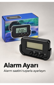 Alarm Ve Kronometre Özellikli Araç İçi Dijital Saat Çok Renkli Alarm Ve Kronometre Özellikli Araç İçi Dijital Saat Çok Renkli