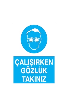 Çalışırken Gözlük Takınız Uyarı Tabelası - 20x30 Foreks - Gk4 Çalışırken Gözlük Takınız Uyarı Tabelası - 20x30 Foreks - Gk4