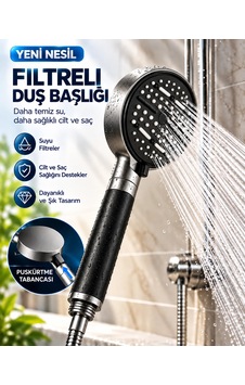 Filtreli Duş Başlığı 6 Modlu Geniş Panel Silikon Nozullu Banyo Başlığı Bx-316055 Diğer Filtreli Duş Başlığı 6 Modlu Geniş Panel Silikon Nozullu Banyo Başlığı Bx-316055 Diğer