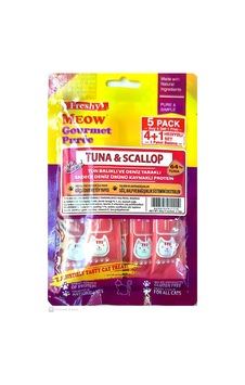 Freshy Meow Ton Balıklı Ve Deniz Taraklı Kedi Ödülü 5'li Paket 60gr Freshy Meow Ton Balıklı Ve Deniz Taraklı Kedi Ödülü 5'li Paket 60gr
