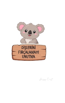 Dişlerini Fırçalamayı Unutma Koala Temalı Su Geçirmez Sticker Standart Dişlerini Fırçalamayı Unutma Koala Temalı Su Geçirmez Sticker Standart