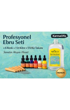 Profesyonel Ebru Seti-2 6 Renk Damlalıklı Boya + 1 Lt Kitre + 5 Li Biz Takımı Profesyonel Ebru Seti-2 6 Renk Damlalıklı Boya + 1 Lt Kitre + 5 Li Biz Takımı