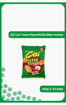 Çizi Çıtır - Tulum Peyniri&köz Biber Aromalı - Parti Boy - 160 Gram - 10 Adet Çizi Çıtır - Tulum Peyniri&köz Biber Aromalı - Parti Boy - 160 Gram - 10 Adet