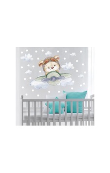 Sevimli Pilot Ayıcık Duvar Sticker Seti Renkli Diğer Sevimli Pilot Ayıcık Duvar Sticker Seti Renkli Diğer