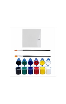 6'lı Akrilik Boya 6x25 Toplam 150 Ml+ 2 Adet Fırça+2 Adet 15x15 Pres Tuval Renkli
