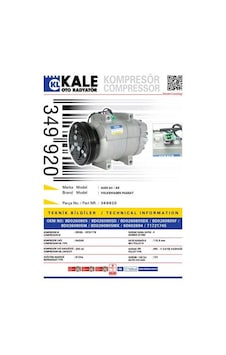 KALE 349920 KLİMA KOMPRESÖRÜ A4 1.8-1.8T-1.9TDI (94-01) A6 1.8-1. KALE 349920 KLİMA KOMPRESÖRÜ A4 1.8-1.8T-1.9TDI (94-01) A6 1.8-1.