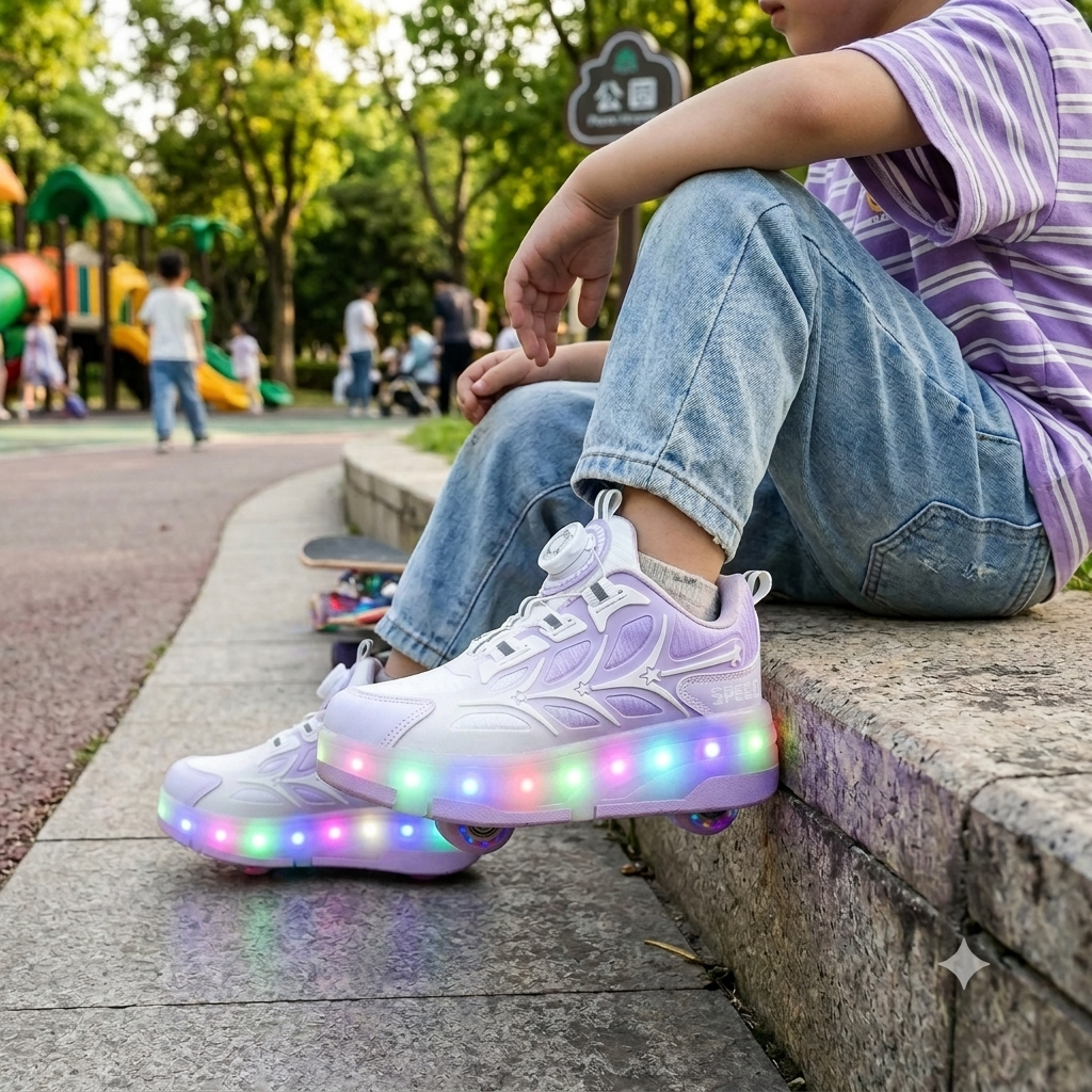 Kız Çocuk Patenli Işıklı Rahat Spor Ayakkabı & Yeni Model Tarz Patenli Kaykay Tekerlekli Sneakers Açık Mor Kız Çocuk Patenli Işıklı Rahat Spor Ayakkabı & Yeni Model Tarz Patenli Kaykay Tekerlekli Sneakers Açık Mor