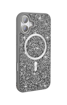 Apple Uyumlu iPad iPhone 16 Plus Kılıf Pırlanta Tasarımlı M-safe Şarj Özellikli Zore Mozaik Silikon Kapak Titanyum-Gri Apple Uyumlu iPad iPhone 16 Plus Kılıf Pırlanta Tasarımlı M-safe Şarj Özellikli Zore Mozaik Silikon Kapak Titanyum-Gri