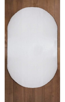 Sarar Halı Kaymaz Taban Post Peluş Oval Halı Beyaz
