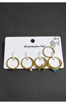 5 Adet Kalp Taşlı Eklem Yüzük Çok Renkli 5 Adet Kalp Taşlı Eklem Yüzük Çok Renkli