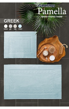 Merinos Pamella 2 Li Banyo Paspas Takımı Greek Mavi Mavı Mavi Merinos Pamella 2 Li Banyo Paspas Takımı Greek Mavi Mavı Mavi