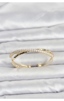 Pirinç Gold Renk Zirkon Taşlı Ve Dorika Model Kadın Bileklik Gümüş Pirinç Gold Renk Zirkon Taşlı Ve Dorika Model Kadın Bileklik Gümüş