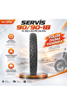 Servis 90/90-18 Tl Dış Lastik Alfa Motosiklet Lastiği