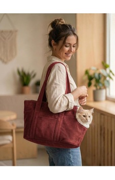 Tr Milano Kedi Köpek El Omuz Taşıma Çantası, Evcil Hayvan Seyahat Çantası, Kırmızı