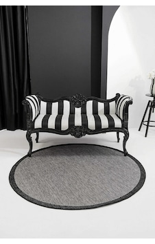 Aura Yuvarlak Siyah Çerçeveli Gri Sisal Dokuma Kolay Temizlenebilen Mutfak Salon Ve Balkon Halısı Aura Yuvarlak Siyah Çerçeveli Gri Sisal Dokuma Kolay Temizlenebilen Mutfak Salon Ve Balkon Halısı