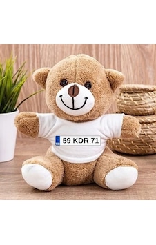 Kişiye Özel İsim Ve Plaka Baskılı Araba Peluş Ayıcık Kahverengi Kişiye Özel İsim Ve Plaka Baskılı Araba Peluş Ayıcık Kahverengi