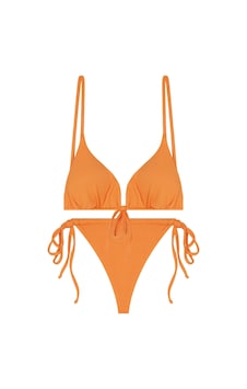 İpli Üçgen Dokulu Bikini Takımı Turuncu İpli Üçgen Dokulu Bikini Takımı Turuncu