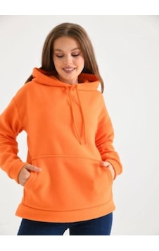 Lovie Moda Kadın Kapşonlu Sweatshirt Turuncu