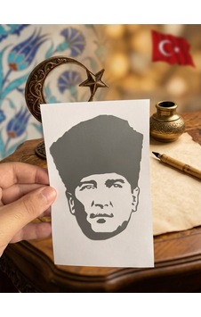 Atatürk Portre Gümüş Vinil Sticker 12 X 9 Cm 0 Atatürk Portre Gümüş Vinil Sticker 12 X 9 Cm 0