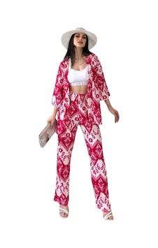 Alt Üst Takım Kimono- Desenli Kırmızı Alt Üst Takım Kimono- Desenli Kırmızı