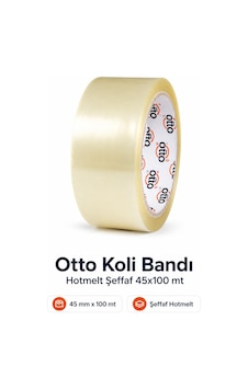 Otto Koli Bandı Hotmelt Şeffaf 45x100 Mt 1 Adet Otto Koli Bandı Hotmelt Şeffaf 45x100 Mt 1 Adet