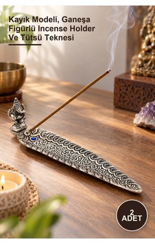 2 Adet Metal Kayık Ganeşa Tütsülük Kayık Modeli, Ganeşa Figürlü Incense Holder Ve Tütsü Teknesi 2 Adet Metal Kayık Ganeşa Tütsülük Kayık Modeli, Ganeşa Figürlü Incense Holder Ve Tütsü Teknesi