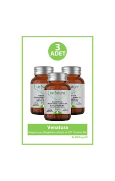 Venatura Magnezyum Bisglisinat+sitrat Ve P5p Vitamin B6 60 Kapsül 3 Adet