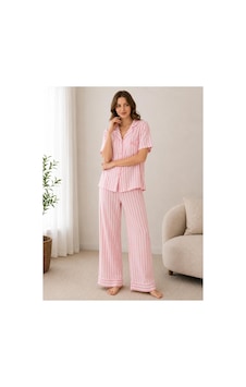 Pijamask Kadın Kısa Kollu Pamuklu Pijama Takım Çpembe Pijamask Kadın Kısa Kollu Pamuklu Pijama Takım Çpembe
