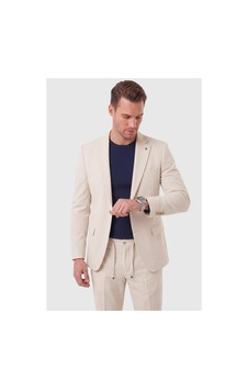 Deepsea Erkek Slim Fit Dar Kesim Çizgili Gofre Kumaş Bej Takım Elbise Tek Düğme İpli Pantolon 2602311 Deepsea Erkek Slim Fit Dar Kesim Çizgili Gofre Kumaş Bej Takım Elbise Tek Düğme İpli Pantolon 2602311