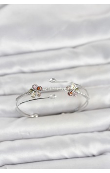 Gümüş Renk Pirinç Zirkon Taşlı Çiçek Model Kadın Bileklik Çok Renkli Gümüş Renk Pirinç Zirkon Taşlı Çiçek Model Kadın Bileklik Çok Renkli