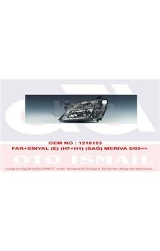 VALEO 88512 Far Sağ - Sinyal Merıva 03- Elektrikli H7-H1 VALEO 88512 Far Sağ - Sinyal Merıva 03- Elektrikli H7-H1