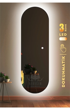 Led Işıklı 140x45 Oval Boy Aynası Beyaz Led Işıklı 140x45 Oval Boy Aynası Beyaz