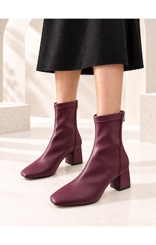 Dabab Shoes Azra Kadın Bordo Streç Cilt Kare Burun Arka Fermuarlı 6 Cm Kalın Topuklu Bot Bootie Dabab Shoes Azra Kadın Bordo Streç Cilt Kare Burun Arka Fermuarlı 6 Cm Kalın Topuklu Bot Bootie