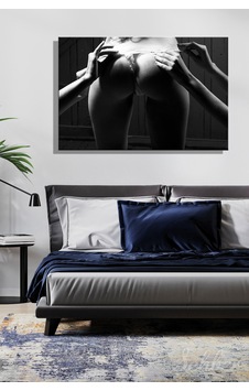 Beyaz Tangalı Kadın Model Estetik Siyah Beyaz Fotoğrafı Yatay Kanvas Tablo Tekli Ev Kafe Ofis 3293
