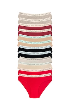 Royaleks 12 Adet Pamuklu Esnek Kadın Slip Bikini Külot Geniş Lastikli Bas Çok Renkli Royaleks 12 Adet Pamuklu Esnek Kadın Slip Bikini Külot Geniş Lastikli Bas Çok Renkli