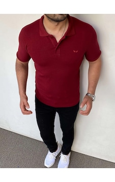 Modefendi Slim Fit Örme Polo Yaka Tshırt Bordo Modefendi Slim Fit Örme Polo Yaka Tshırt Bordo
