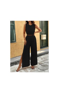 Butik İstanbul Kadın Yırtmaçlı Pantolon Lastikli Atlet Takım Siyah Butik İstanbul Kadın Yırtmaçlı Pantolon Lastikli Atlet Takım Siyah