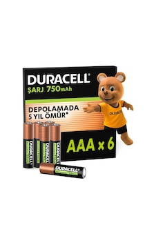 Duracell Şarj Edilebilir Aaa İnce Kalem Pil 6'lı Paket 750 Mah Duracell Şarj Edilebilir Aaa İnce Kalem Pil 6'lı Paket 750 Mah