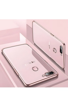 Oppo Ax7 Kılıf Dört Köşeli Lazer Silikon Kılıf Rose Gold