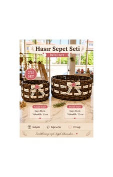 Hasır Sepet Seti 2 Li Dekoratif Hediyelik Hasır Sepet Seti 2 Li Dekoratif Hediyelik