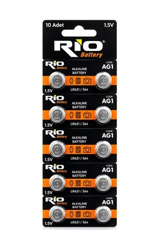 Rio Battery Ag1 Lr621/364 Alkalin Düğme Pil 1.5v 10'lu Kart Rio Battery Ag1 Lr621/364 Alkalin Düğme Pil 1.5v 10'lu Kart