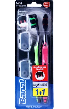 Banat Deep Clean Black 1 + 1 Kapaklı Diş Fırçası Medium Banat Deep Clean Black 1 + 1 Kapaklı Diş Fırçası Medium