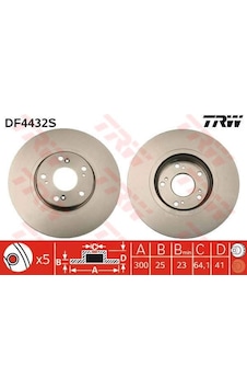 TRW DF4432S FREN DİSKİ ÖN ACCORD VII 03-08 HAVALI 300mm